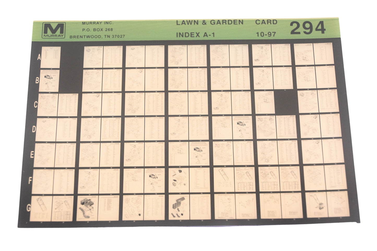 Murray 294 Lawn & Garden Index A-1 Rev:10/97 Microfiche
