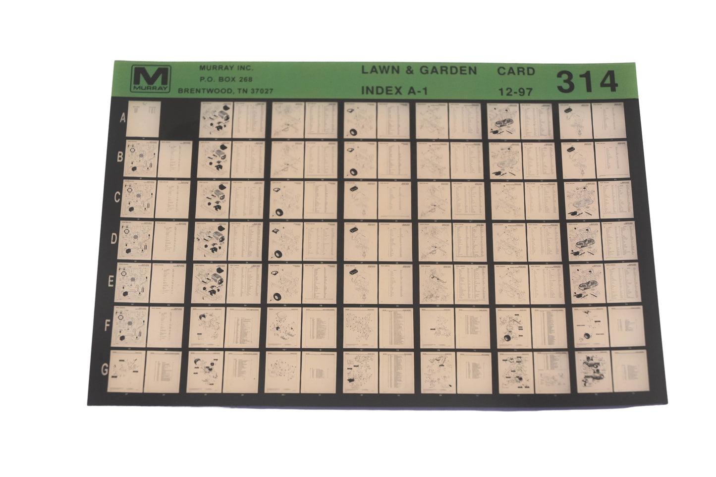 Murray 314 Lawn & Garden Index A-1 Rev:12/97 Microfiche