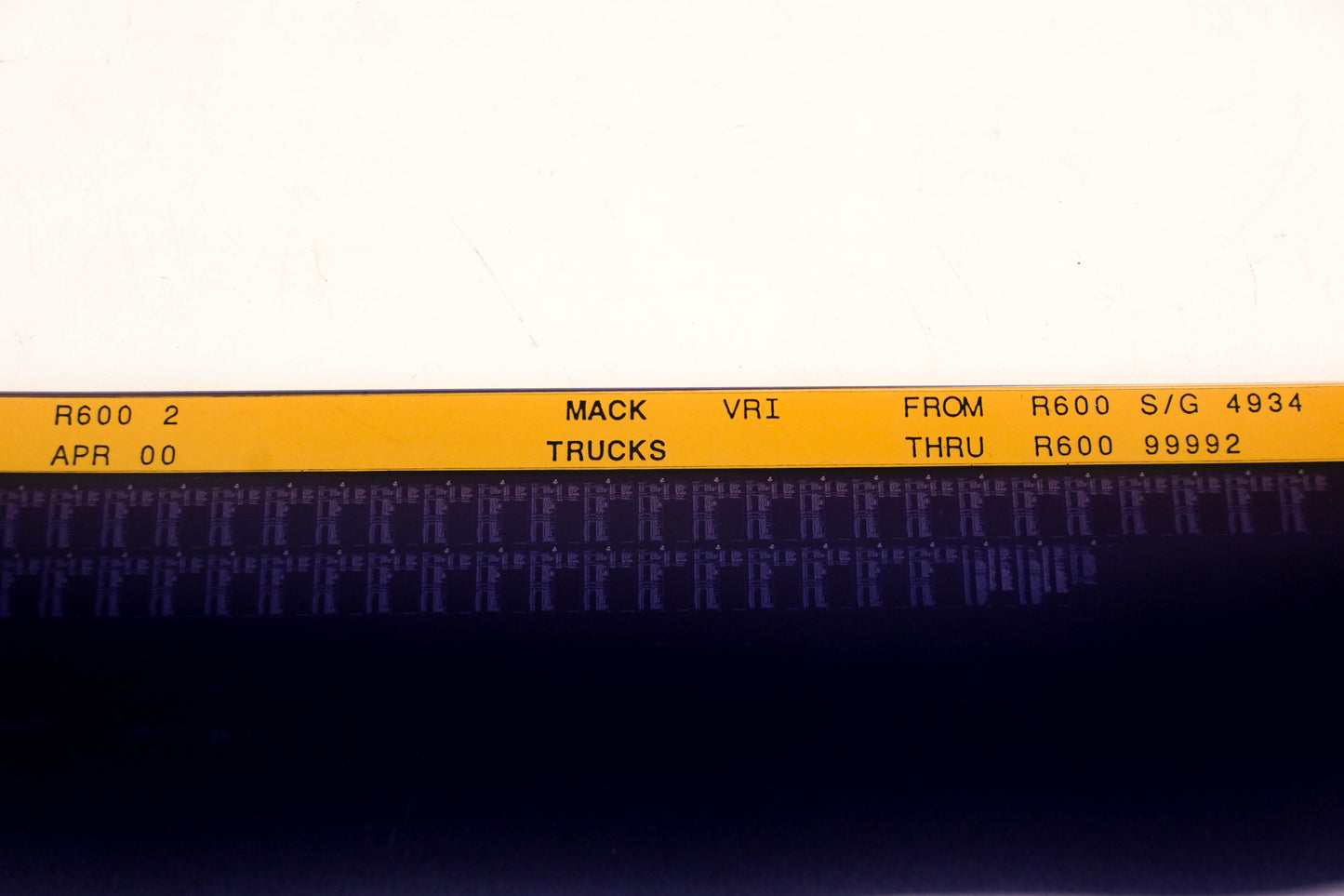 Mack R600 2 MR600 S/G 4934 - MR60099992 VRI Microfiche NOS