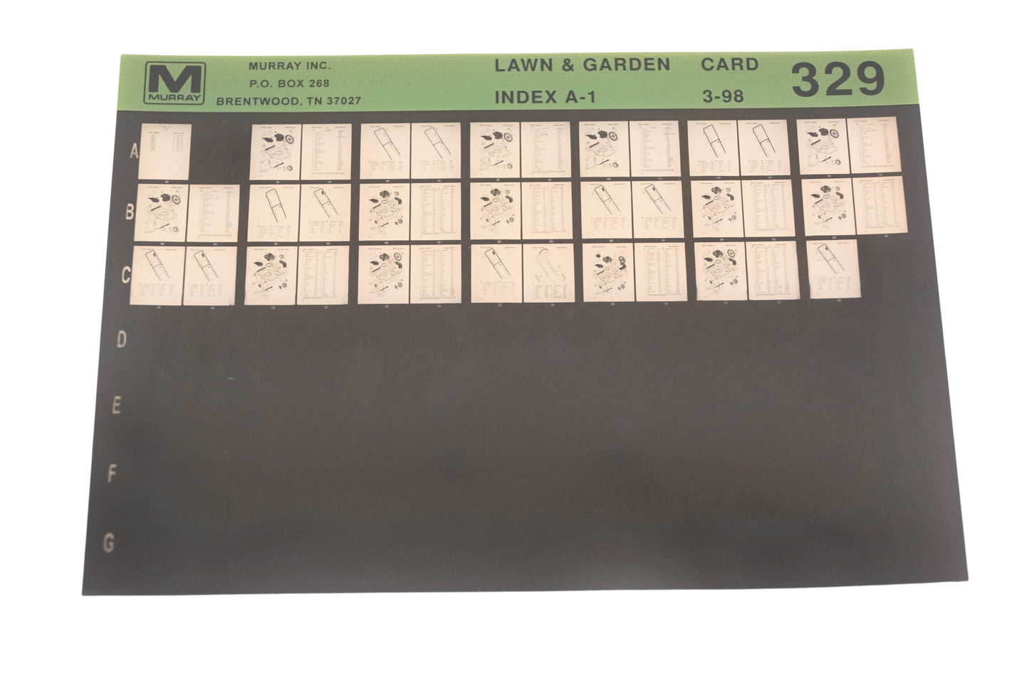 Murray 329 Lawn & Garden Index A-1 Rev:3/98 Microfiche
