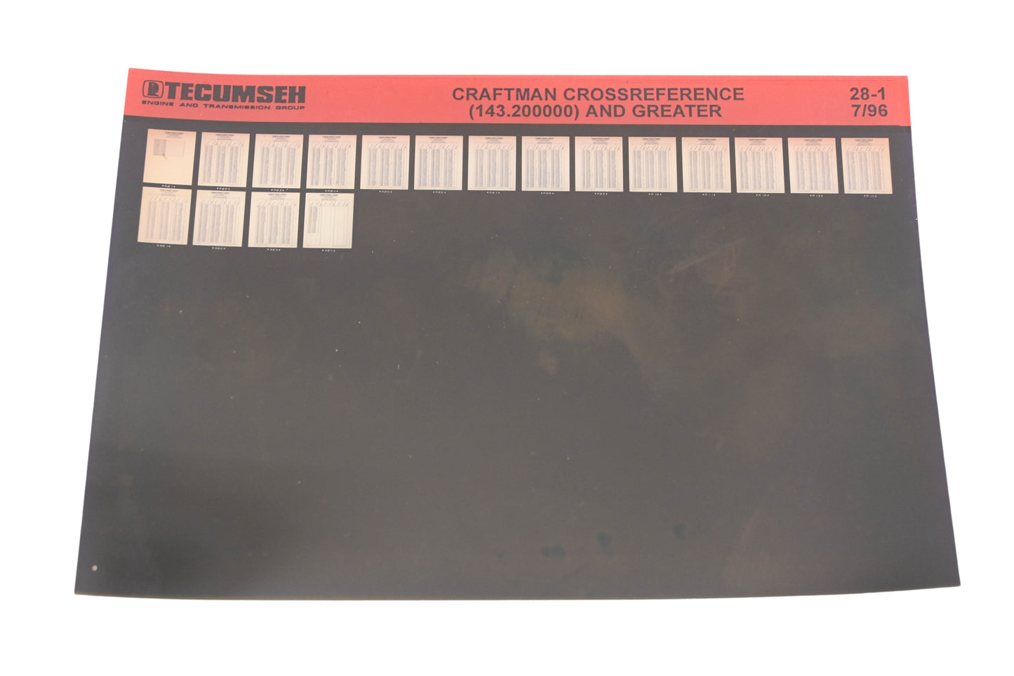 OEM Tecumseh 28-1 Craftsman Cross Reference 143.200000+ Rev7/96 Microfiche