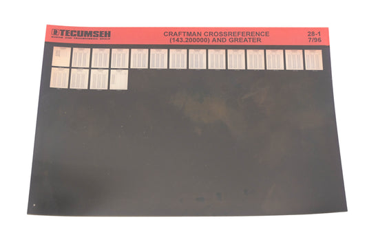 OEM Tecumseh 28-1 Craftsman Cross Reference 143.200000+ Rev7/96 Microfiche