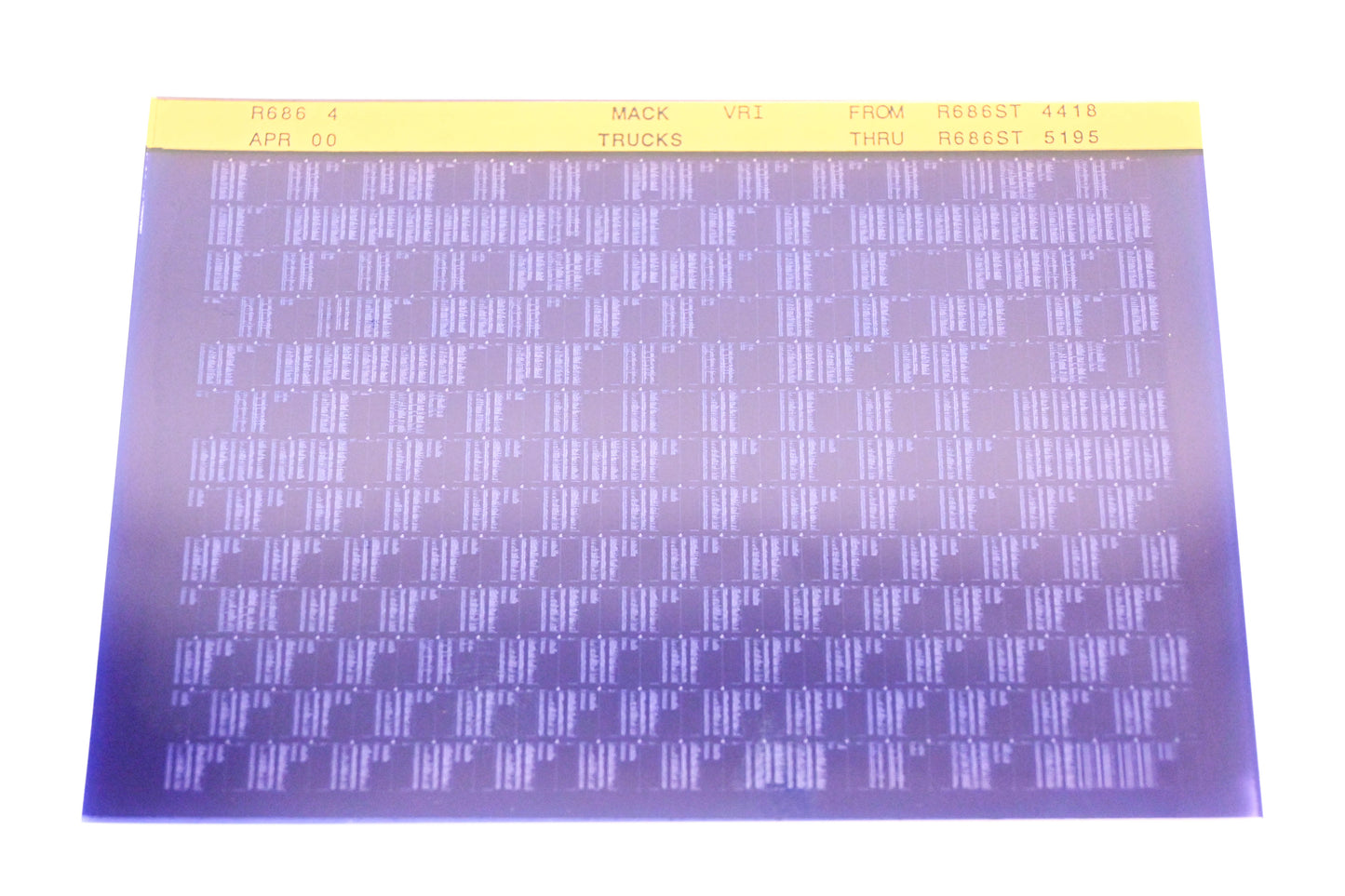 Mack R686 4 R686ST4418 - R686ST5195 VRI Microfiche NOS