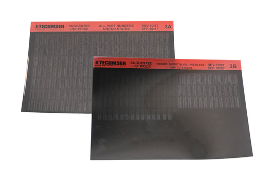 OEM Tecumseh 3A, 3B US Part Number Suggested List Price Rev:10/97 EFF:8/97 Microfiche Lot