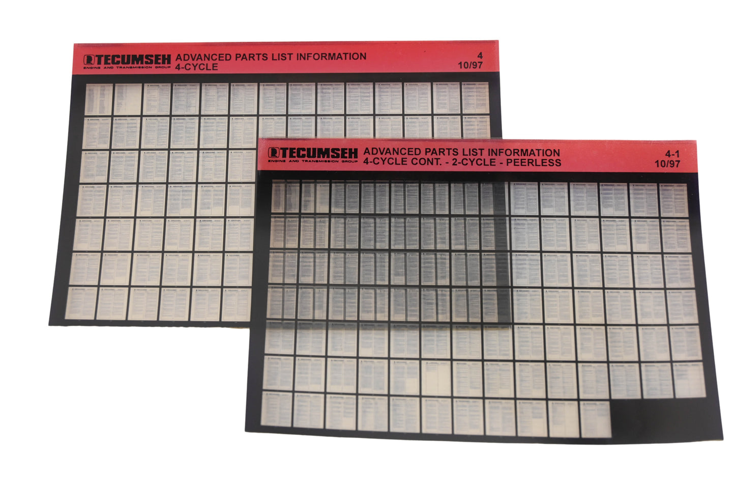OEM Tecumseh 4, 4-1 4-Cycle Advanced 2-Cycle Peerless Parts List Information Rev:10/97 Microfiche Lot