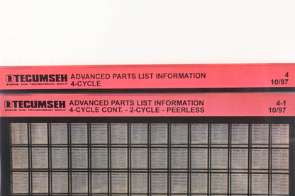 OEM Tecumseh 4, 4-1 4-Cycle Advanced 2-Cycle Peerless Parts List Information Rev:10/97 Microfiche Lot