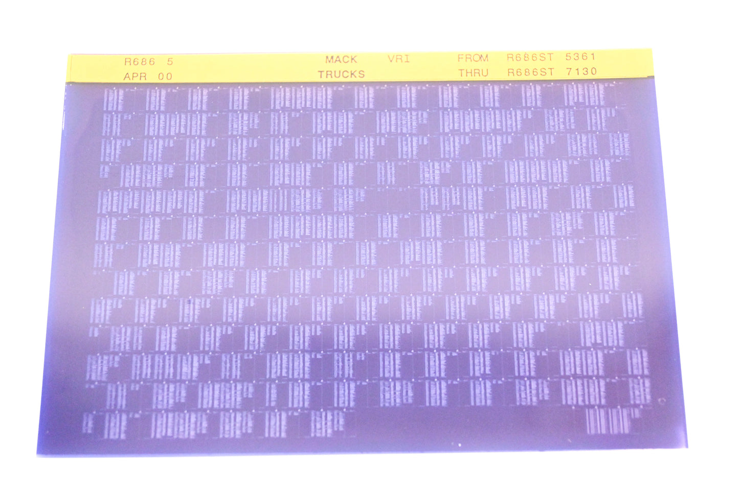 Mack R686 5 R686ST5361 - R686ST7130 VRI Microfiche NOS