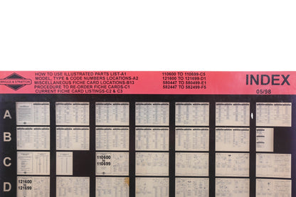 OEM Briggs & Stratton INDEX Index Rev:5/98 Microfiche