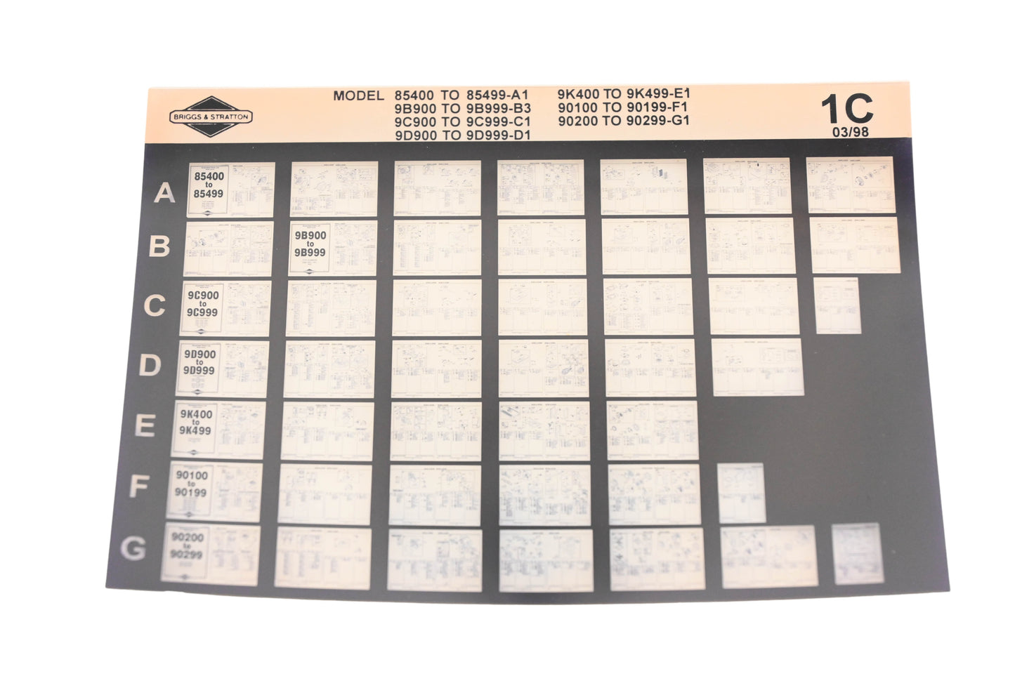 OEM Briggs & Stratton 1C Model Info Rev:3/98 Microfiche