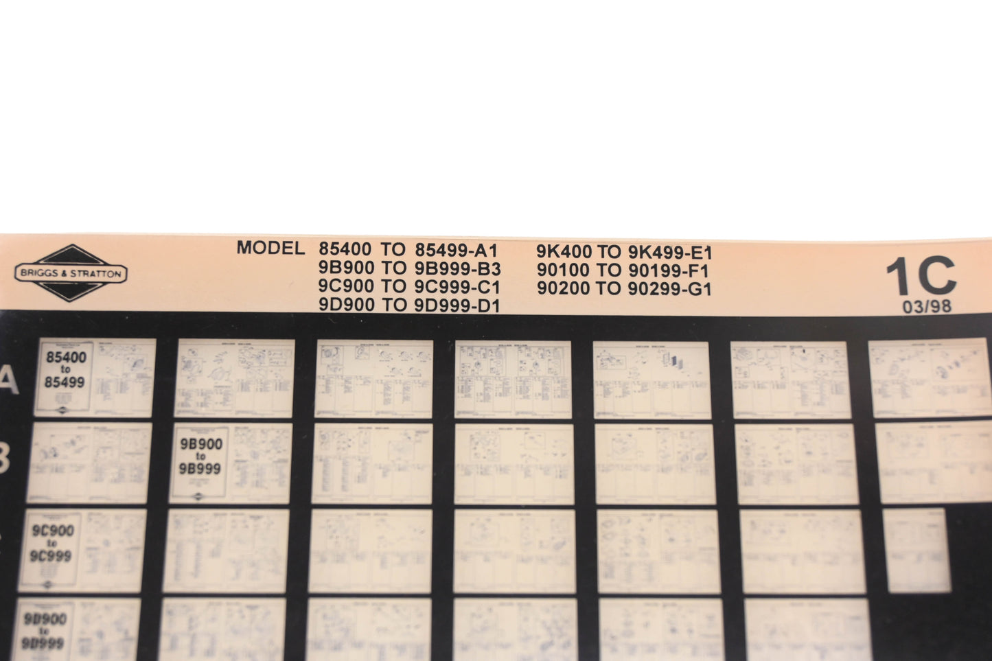 OEM Briggs & Stratton 1C Model Info Rev:3/98 Microfiche
