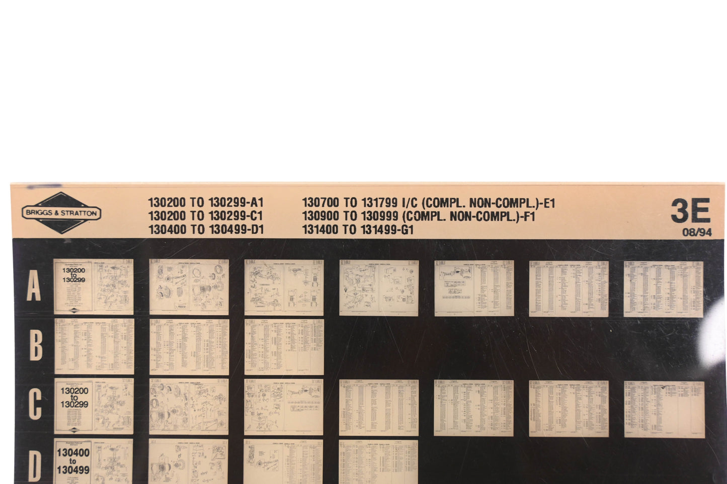 OEM Briggs & Stratton 3E Model Info Rev:8/94 Microfiche