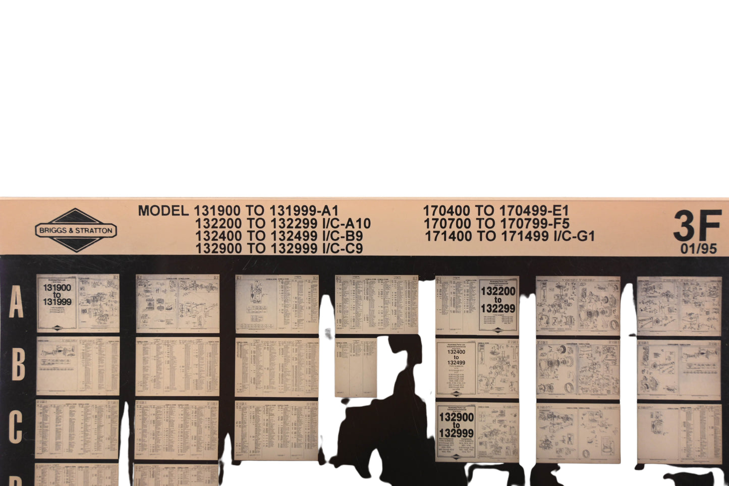 OEM Briggs & Stratton 3F Model Info Rev:1/95 Microfiche