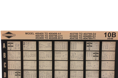 OEM Briggs & Stratton 10B Model Info Rev:4/96 Microfiche