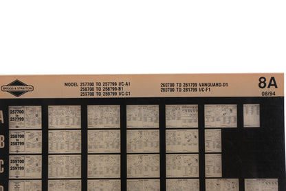 OEM Briggs & Stratton 8A Model Info Rev:8/94 Microfiche