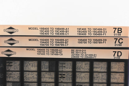 OEM Briggs & Stratton 7B, 7C, 7D Model Info Rev:1/98 Microfiche Lot