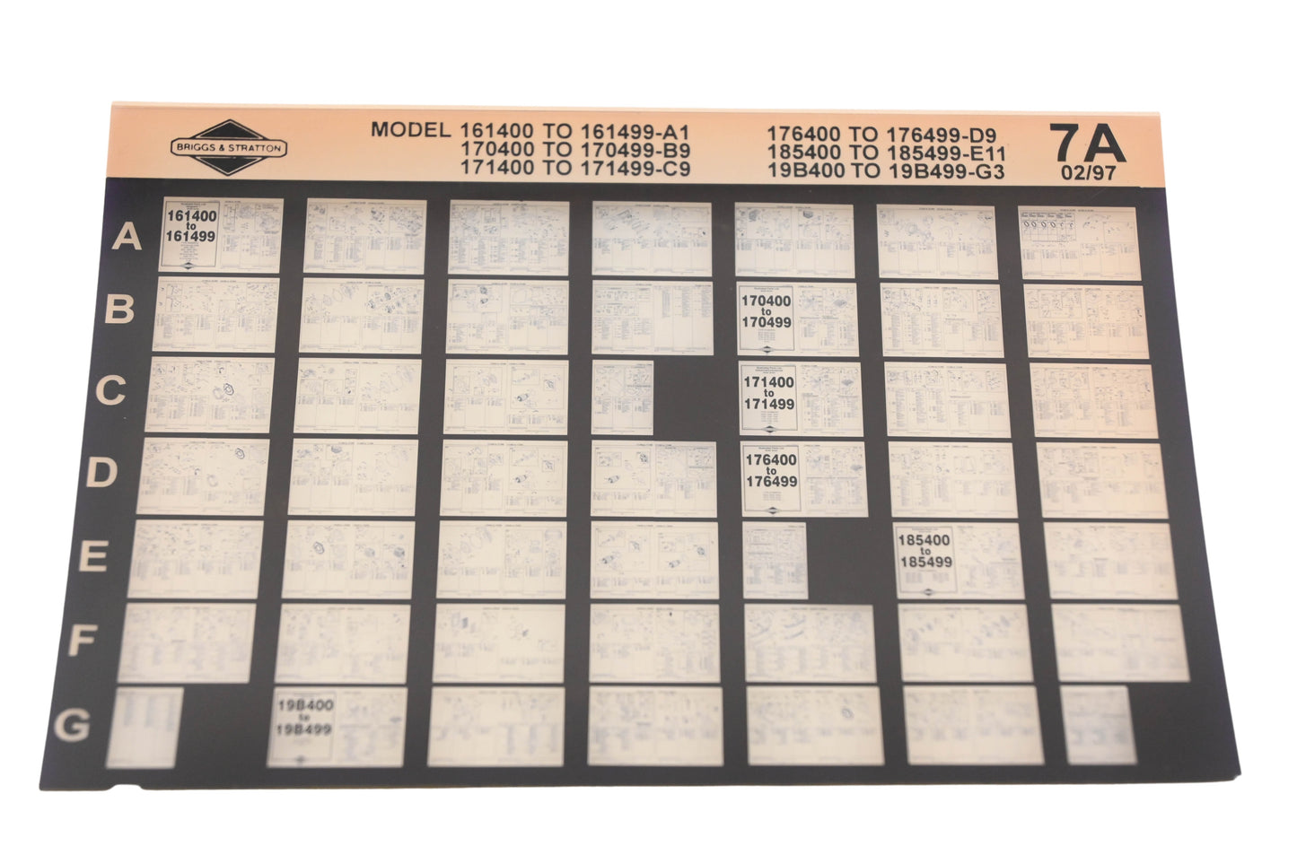 OEM Briggs & Stratton 7A Model Info Rev:2/97 Microfiche