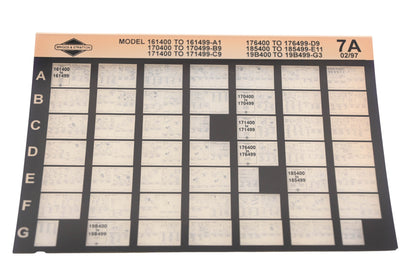 OEM Briggs & Stratton 7A Model Info Rev:2/97 Microfiche