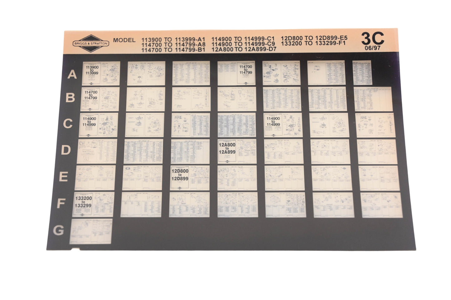 OEM Briggs & Stratton 3C Model Info Rev:6/97 Microfiche