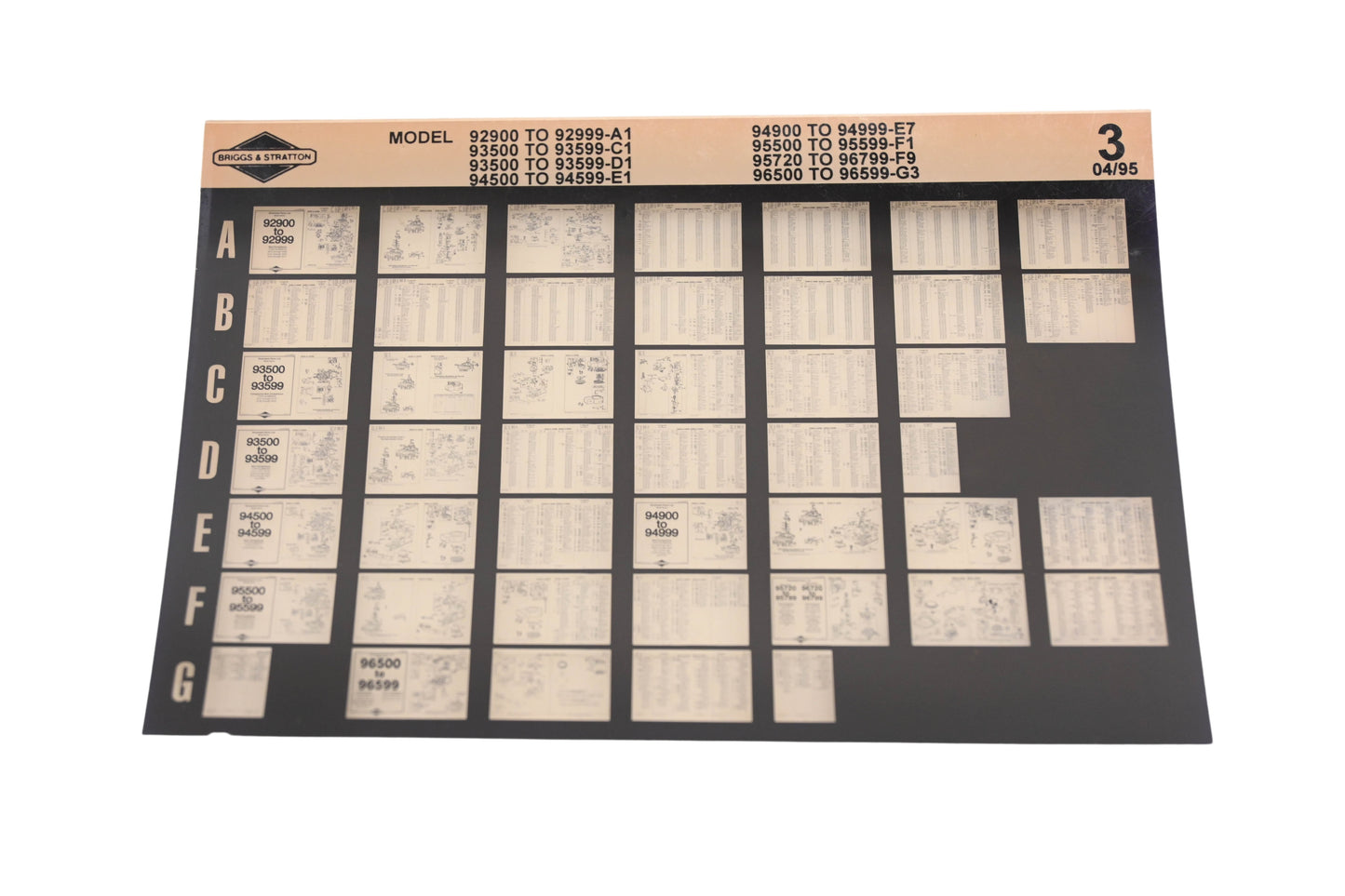 OEM Briggs & Stratton 3 Model Info Rev:4/95 Microfiche