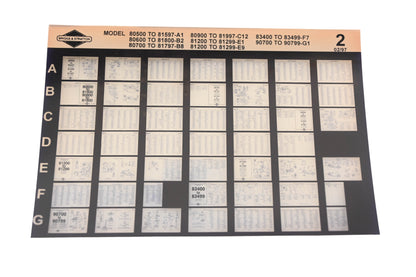 OEM Briggs & Stratton 2 Model Info Rev:2/97 Microfiche