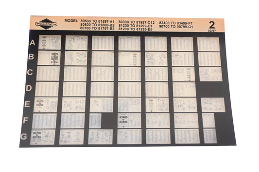 OEM Briggs & Stratton 2 Model Info Rev:2/97 Microfiche