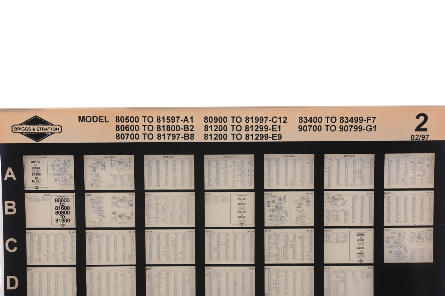 OEM Briggs & Stratton 2 Model Info Rev:2/97 Microfiche