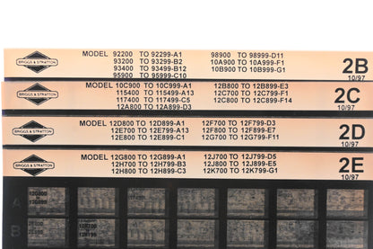 OEM Briggs & Stratton 2B, 2C, 2E Model Info Rev:10/97 Microfiche Lot