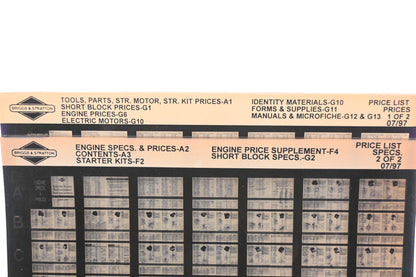 OEM Briggs & Stratton AN002-157 Engine Specs & Price List Rev:7/97 Microfiche Lot