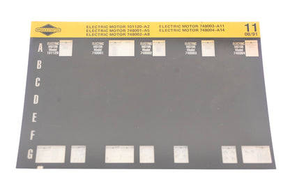 OEM Briggs & Stratton 11 Electric Motor Info Rev:8/91 Microfiche