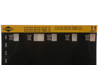 OEM Briggs & Stratton 11 Electric Motor Info Rev:8/91 Microfiche