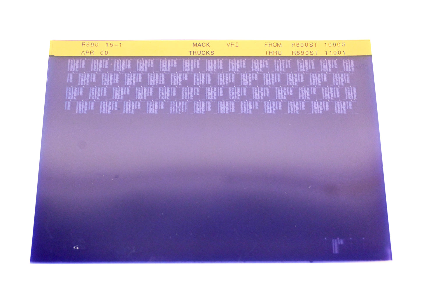 Mack R690 15-1 R690ST10900 - R690ST11001 VRI Microfiche NOS