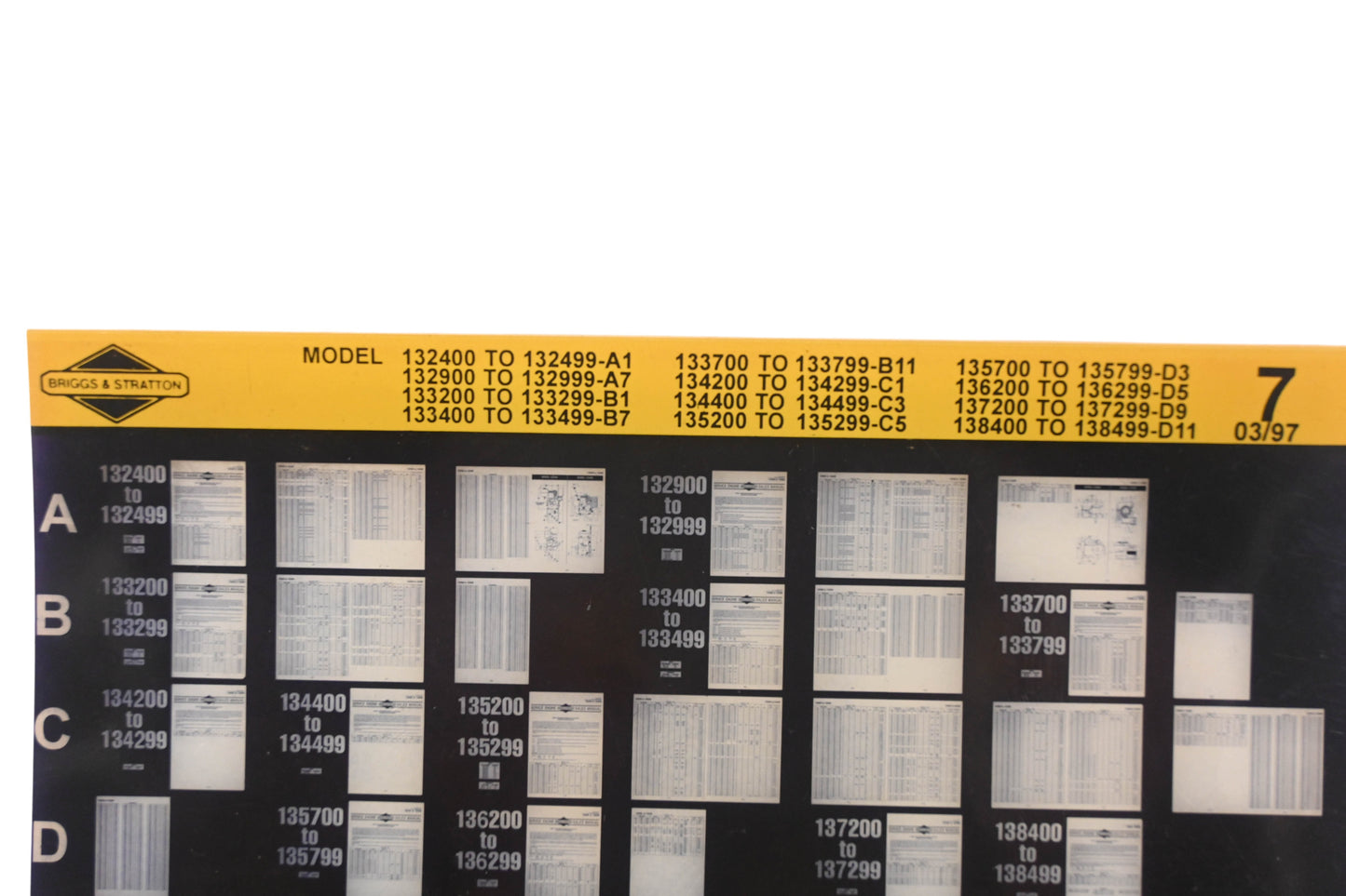 OEM Briggs & Stratton 7 Model Info Rev:3/97 Microfiche
