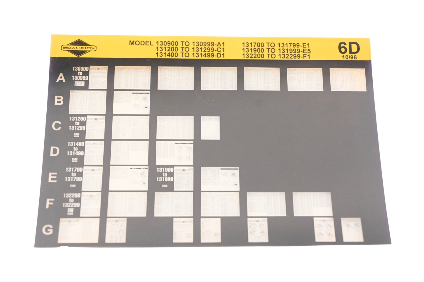 OEM Briggs & Stratton 6D Model Info Rev:10/96 Microfiche