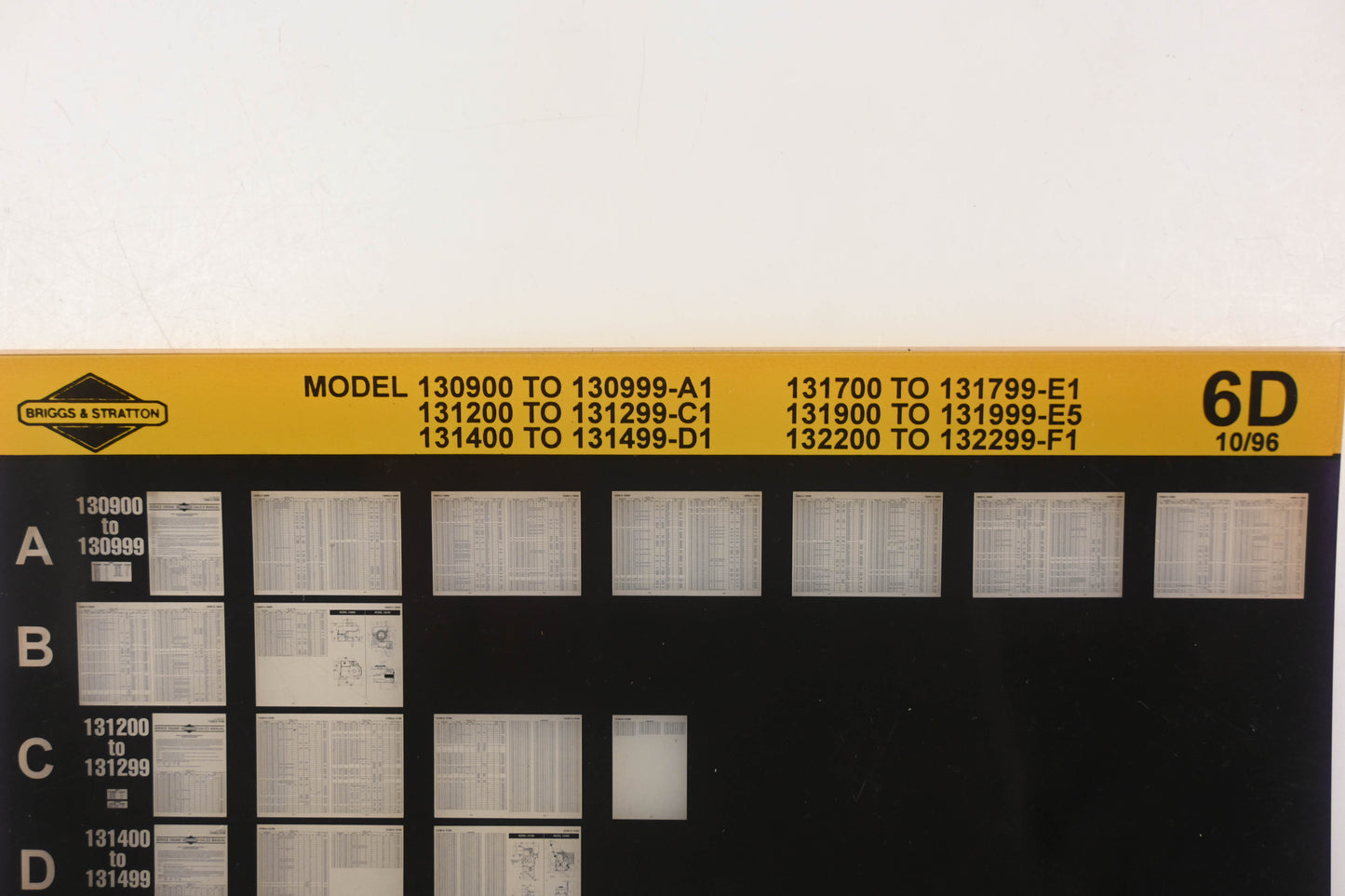 OEM Briggs & Stratton 6D Model Info Rev:10/96 Microfiche