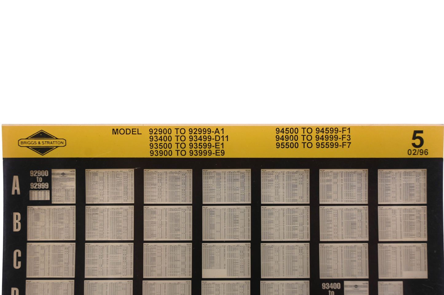 OEM Briggs & Stratton 5 Model Info Rev:2/96 Microfiche