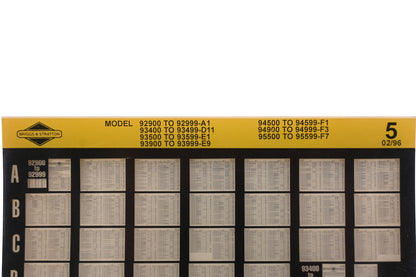 OEM Briggs & Stratton 5 Model Info Rev:2/96 Microfiche