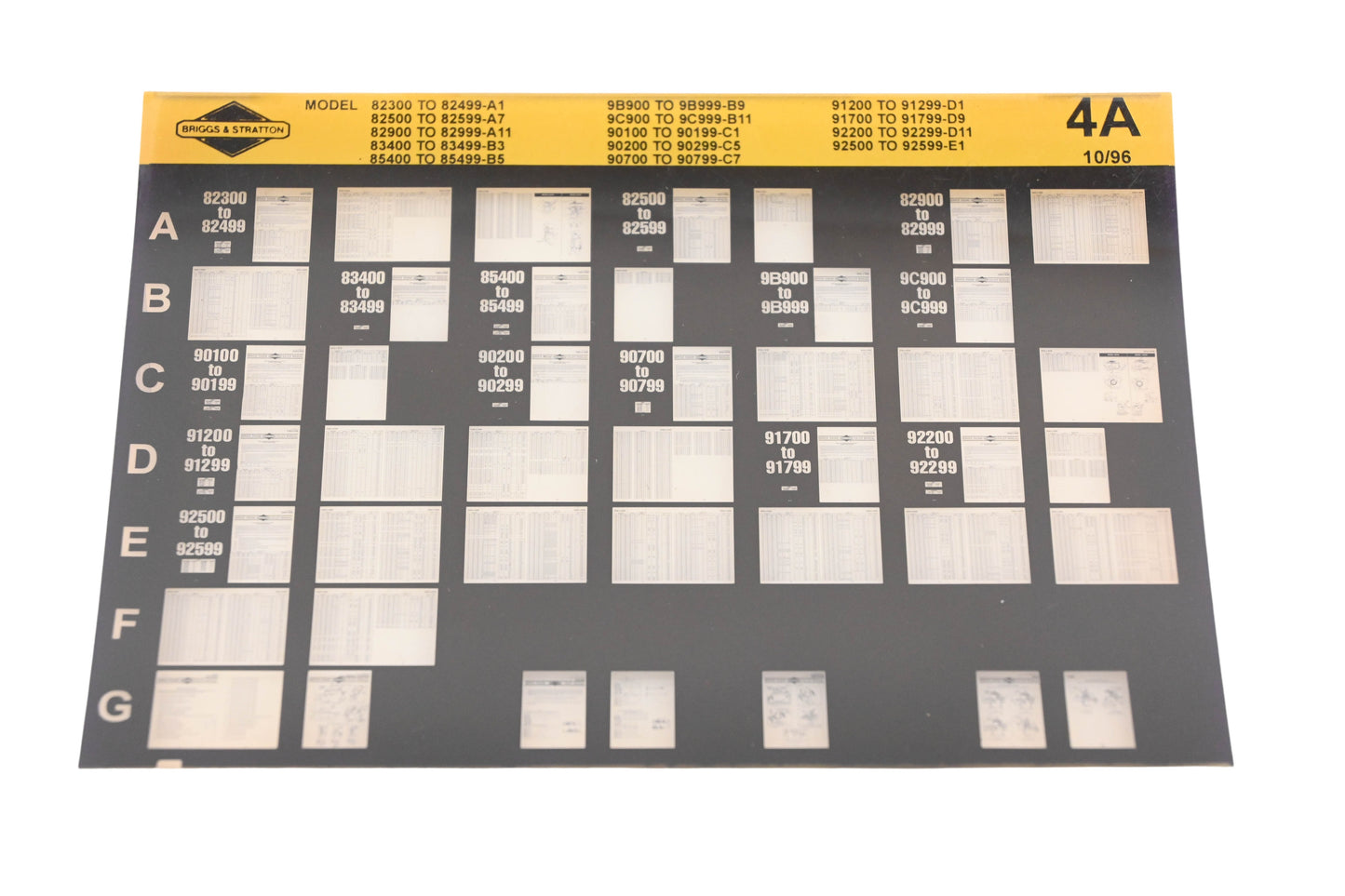 OEM Briggs & Stratton 4A Model Info Rev:10/96 Microfiche