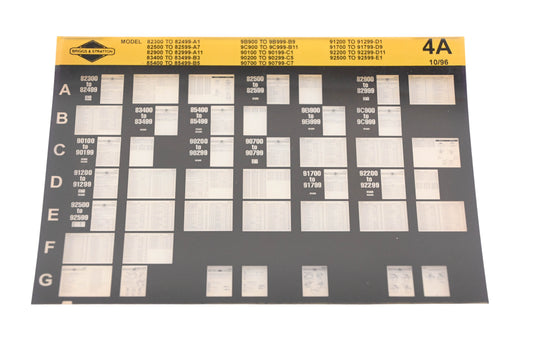 OEM Briggs & Stratton 4A Model Info Rev:10/96 Microfiche