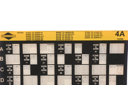 OEM Briggs & Stratton 4A Model Info Rev:10/96 Microfiche
