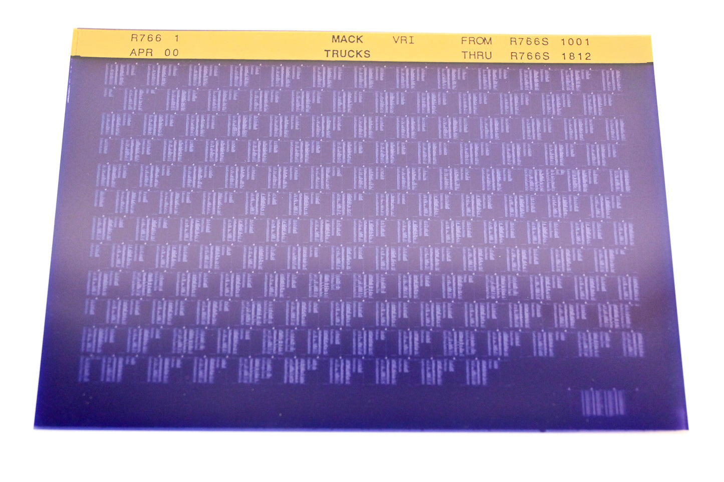 Mack R766 1 R766S1001 - R766S1812 VRI Microfiche NOS