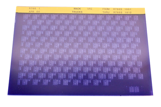 Mack R766 1 R766S1001 - R766S1812 VRI Microfiche NOS