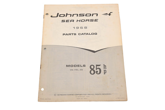 Johnson 383049 1968 Sea-Horse Model 85hp V4A-V4AL-20A Parts Catalog