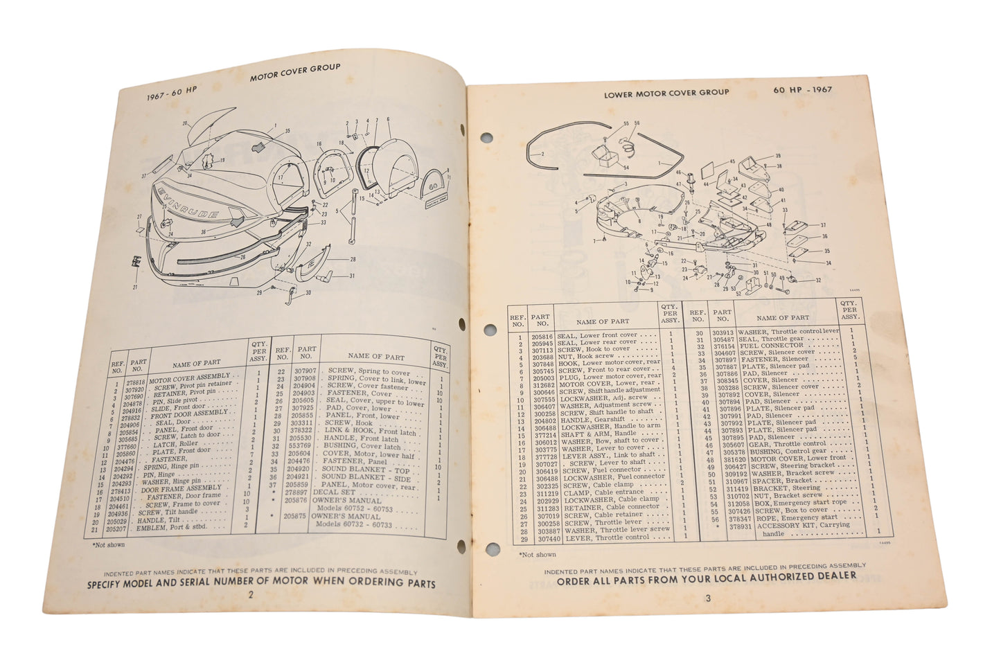 Evinrude 278880 1967 Sportfour 60hp 60752A,60753A/60732A/60733A Parts Catalog