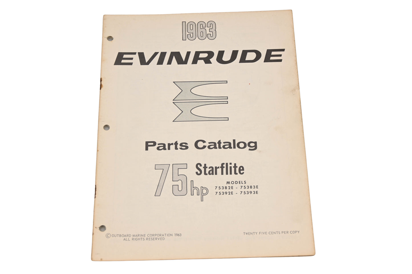 Evinrude 278451 1963 Starflite 75hp 75382E/75383E/75392E/75393E Parts Catalog