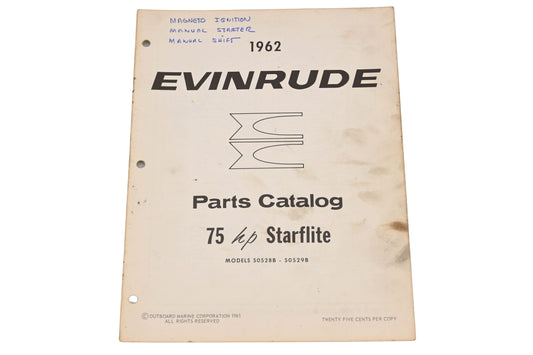 Evinrude 278384 1962 Starflite 75hp 50528B-50529B Parts Catalog