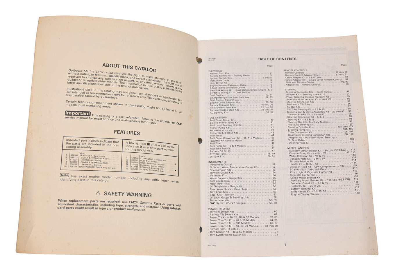 OMC 176729 1997 Accessories Parts Catalog