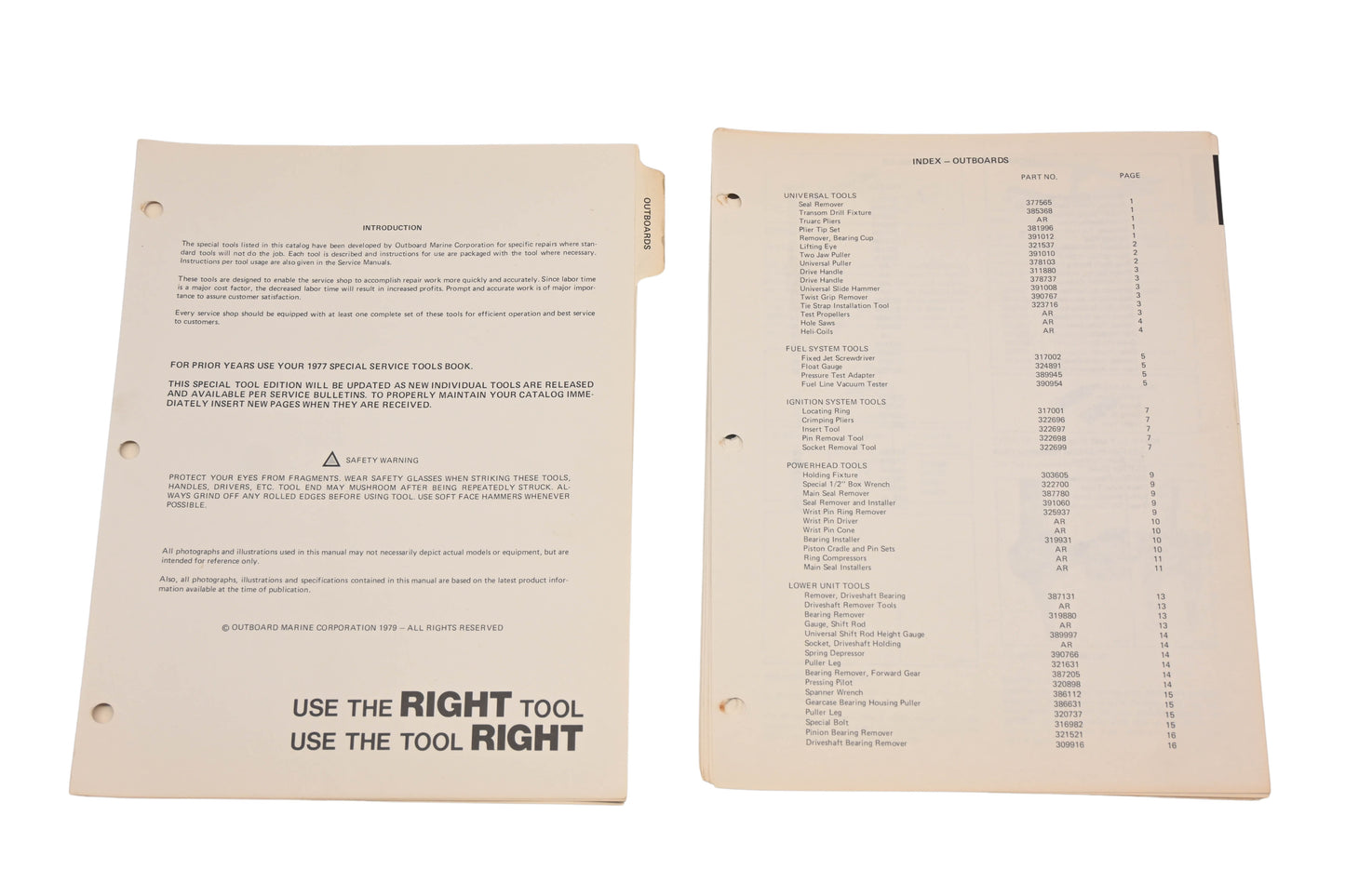 OMC YO007-31 1979 Outboard Special Service Tools Parts Manual