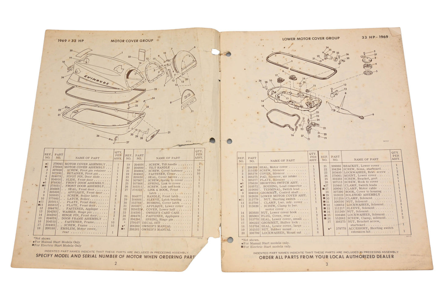 Evinrude 279134 1969 33 Ski Twin 33902A,33903A,33952A,33953A Parts Catalog