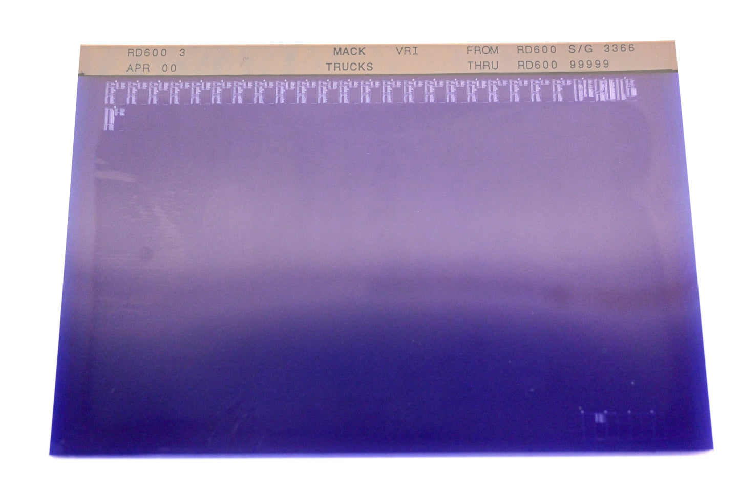 Mack RD600 03 RD600 S/G 3366 - RD60099999 VRI Microfiche NOS