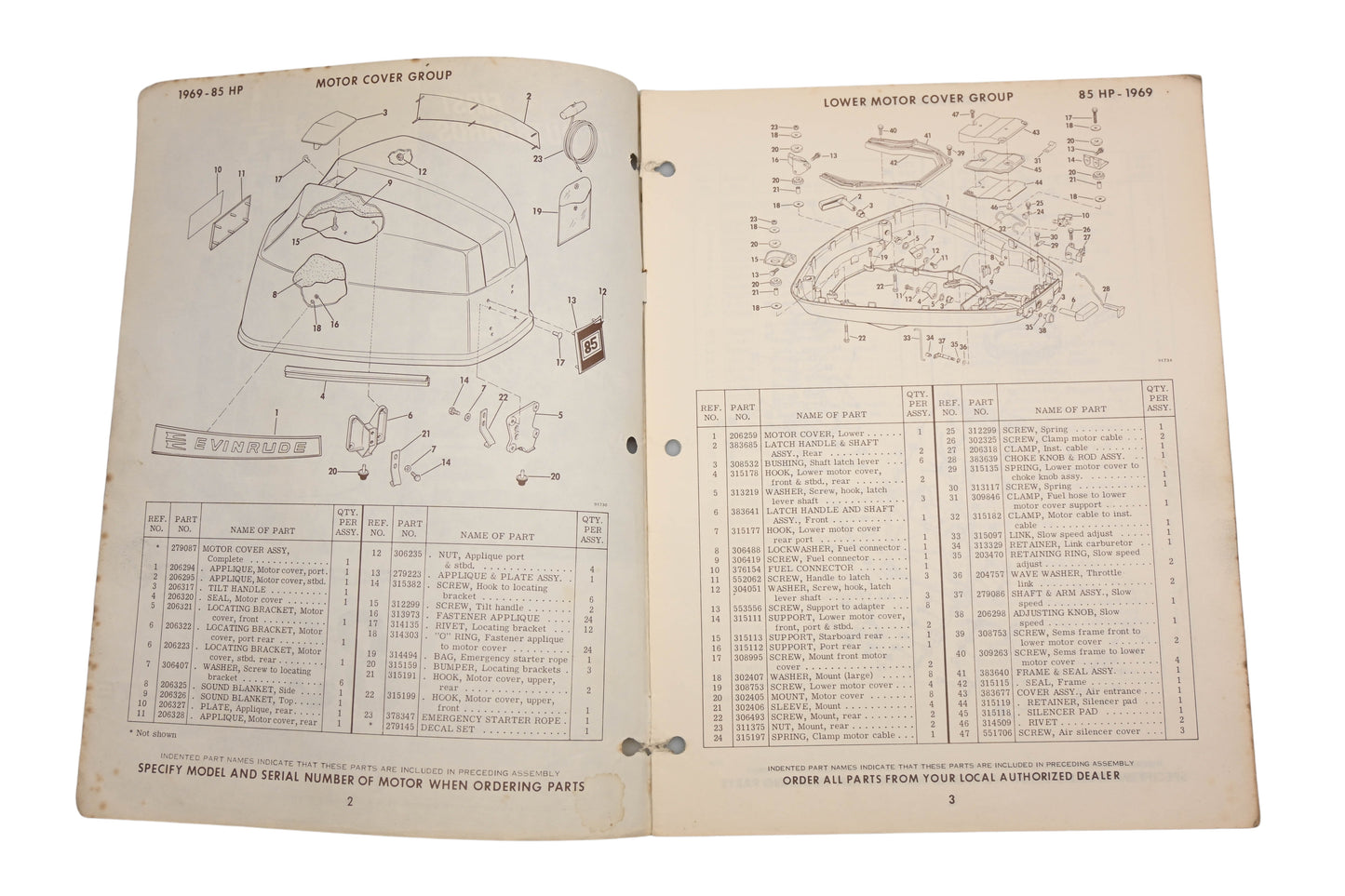 Evinrude 279139 1969 85 Starflite 85993M,85993E, 85993S Parts Catalog